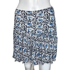 H&M Skirt Women 6 Blue White Floral Flower Drop Waist Flowy Peasant Bohemian Y2K